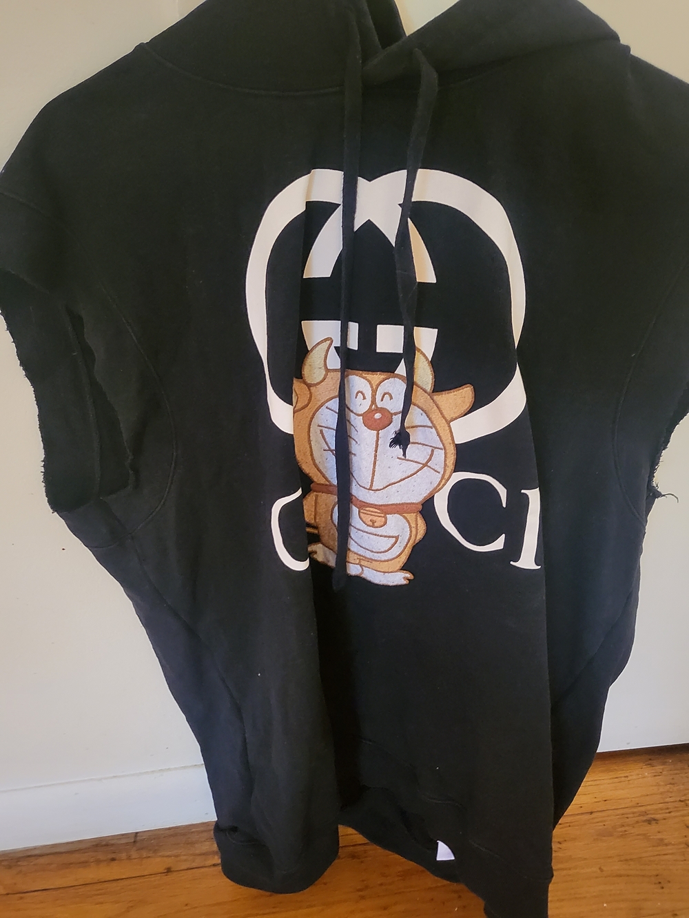 Gucci Black Hoodie with Green Doraemon Collaboration Tag
